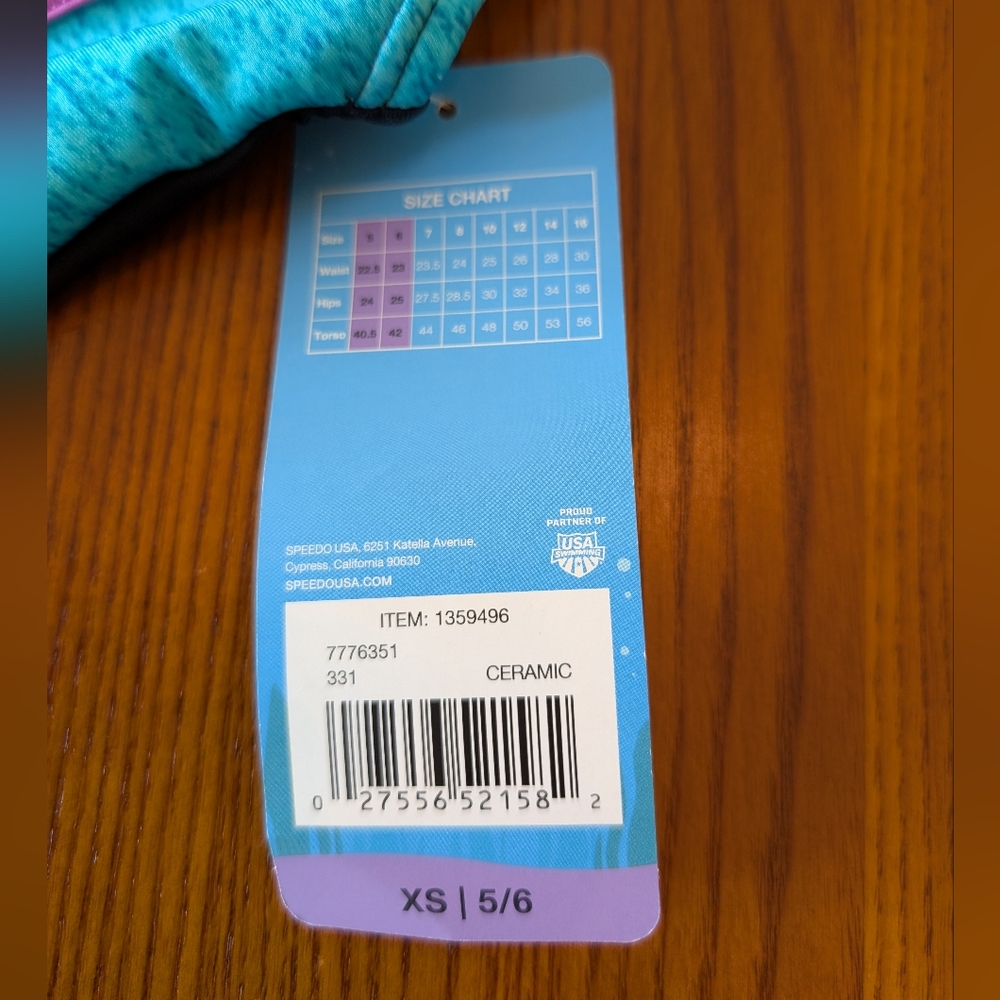 Speedo Girls Purple and Teal 1 Piece Swimsuit, Size XS (5-6) - NEW - Picture 6 of 8